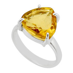 6.27cts faceted natural yellow citrine 925 sterling silver ring size 7 y79255