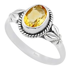 2.29cts faceted natural yellow citrine 925 sterling silver ring size 8 u60722