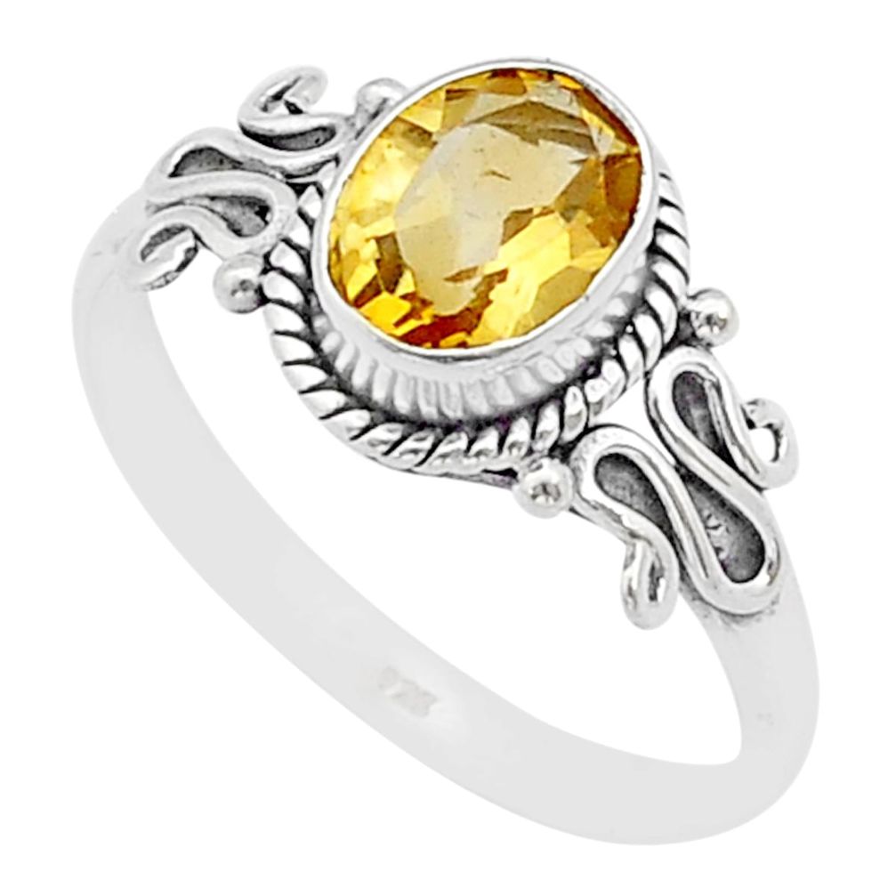 2.00cts faceted natural yellow citrine 925 sterling silver ring size 8 u60757