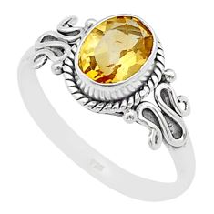 2.00cts faceted natural yellow citrine 925 sterling silver ring size 8 u60757