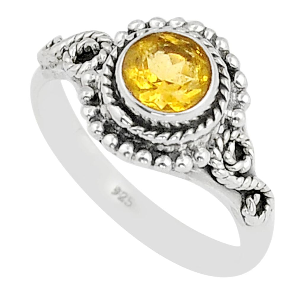 1.22cts faceted natural yellow citrine 925 sterling silver ring size 8 u87073