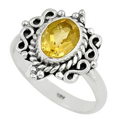 1.81cts faceted natural yellow citrine 925 sterling silver ring size 8 u87111
