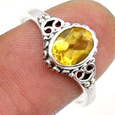 1.83cts faceted natural yellow citrine 925 sterling silver ring size 8 y25048