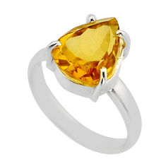 5.51cts faceted natural yellow citrine 925 sterling silver ring size 8 y79258
