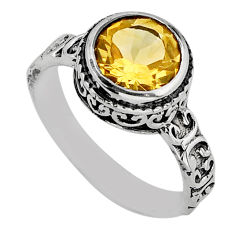 4.93cts faceted natural yellow citrine 925 sterling silver ring size 8 y82322