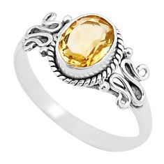 2.06cts faceted natural yellow citrine 925 sterling silver ring size 9 u39991