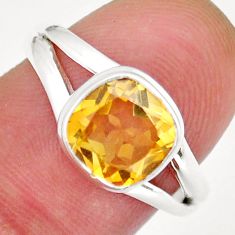 3.04cts faceted natural yellow citrine 925 sterling silver ring size 7.5 y16333