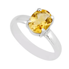 3.08cts faceted natural yellow citrine 925 sterling silver ring size 7.5 y68974
