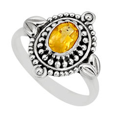 1.47cts faceted natural yellow citrine 925 sterling silver ring size 8.5 y76808