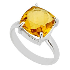 6.27cts faceted natural yellow citrine 925 sterling silver ring size 8.5 y79252
