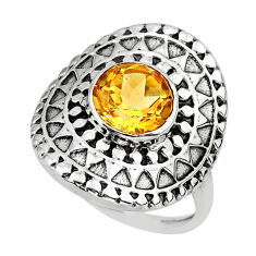 3.14cts faceted natural yellow citrine 925 sterling silver ring size 6.5 y82789