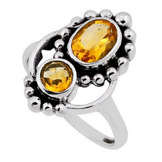 2.76cts faceted natural yellow citrine oval sterling silver ring size 6.5 n37937