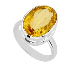 7.58cts faceted natural yellow citrine oval sterling silver ring size 8 y79260