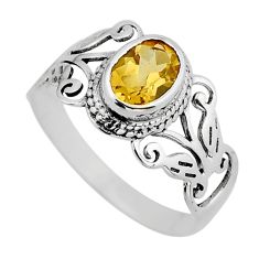 2.22cts faceted natural yellow citrine oval sterling silver ring size 9 y79153