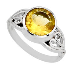 4.34cts faceted natural yellow citrine round sterling silver ring size 7 y82566
