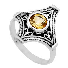 1.07cts faceted natural yellow citrine round sterling silver ring size 9 n45731