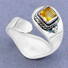 1.08cts faceted natural yellow citrine silver adjustable ring size 8.5 y15978