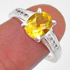3.20cts faceted natural yellow citrine topaz 925 silver ring size 8.5 y25108