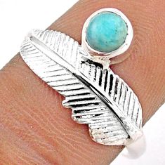 0.79cts feather natural blue larimar 925 sterling silver ring size 7 t86738