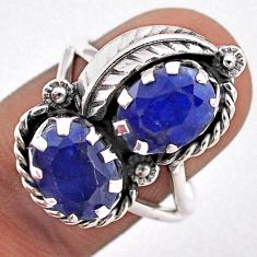 6.01cts feather natural blue sapphire 925 sterling silver ring size 8 t86592