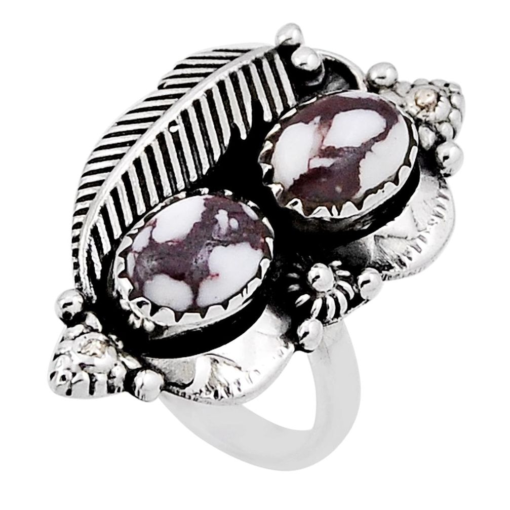4.41cts feather natural bronze wild horse magnesite silver ring size 6 n34139