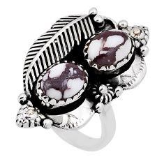 4.41cts feather natural bronze wild horse magnesite silver ring size 6 n34139