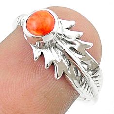 Clearance Sale- 1.04cts feather natural orange mojave turquoise 925 silver ring size 7 u33962