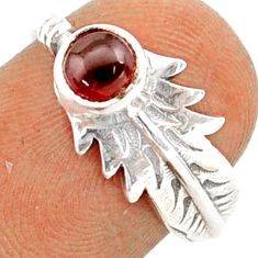 0.84cts feather natural red garnet 925 sterling silver ring size 7.5 t78170