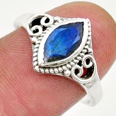 2.60cts feceted natural blue labradorite 925 sterling silver ring size 8 y25080