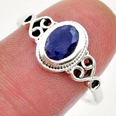 1.81cts feceted natural blue sapphire 925 sterling silver ring size 8.5 y25064