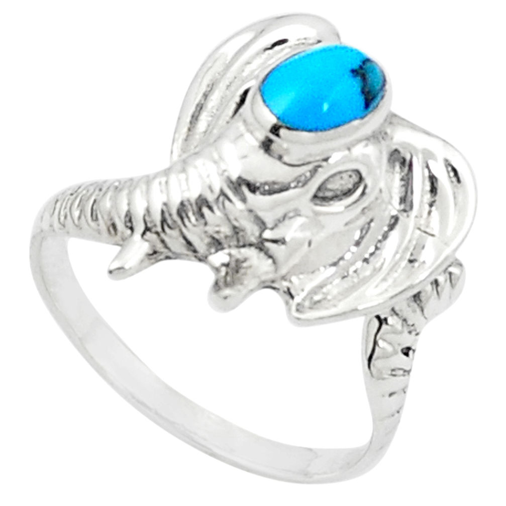 LAB Fine blue turquoise 925 sterling silver ring jewelry size 7.5 c11897