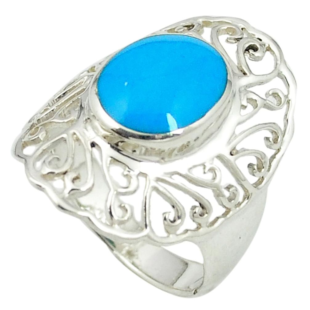 Fine blue turquoise 925 sterling silver ring jewelry size 7.5 c12021