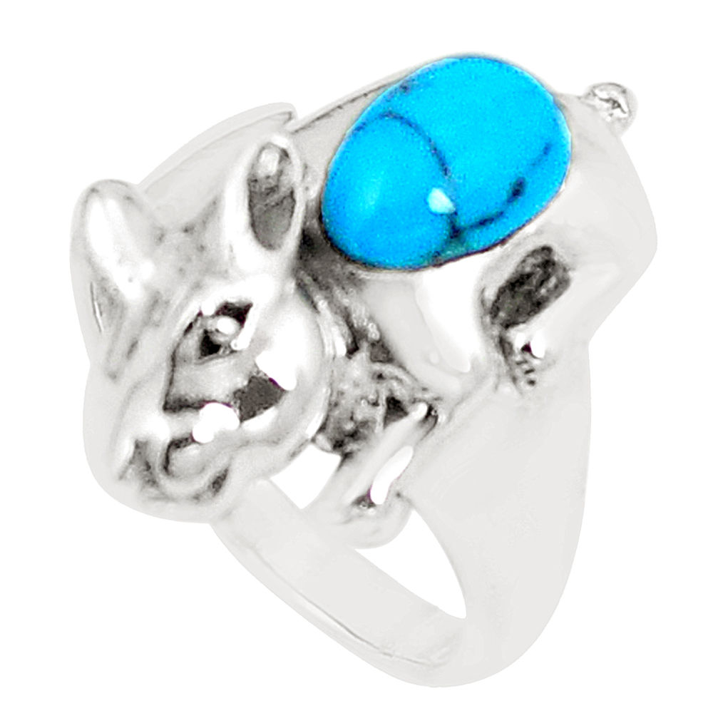 LAB Fine blue turquoise 925 sterling silver ring jewelry size 6.5 c12239