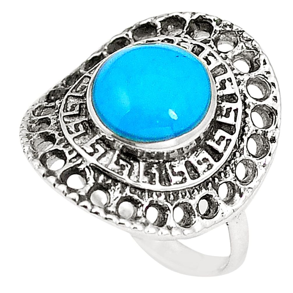 2.56cts fine blue turquoise 925 sterling silver ring jewelry size 5.5 c12348