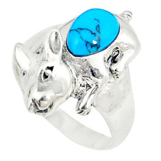 LAB Fine blue turquoise 925 sterling silver ring jewelry size 7.5 c21918