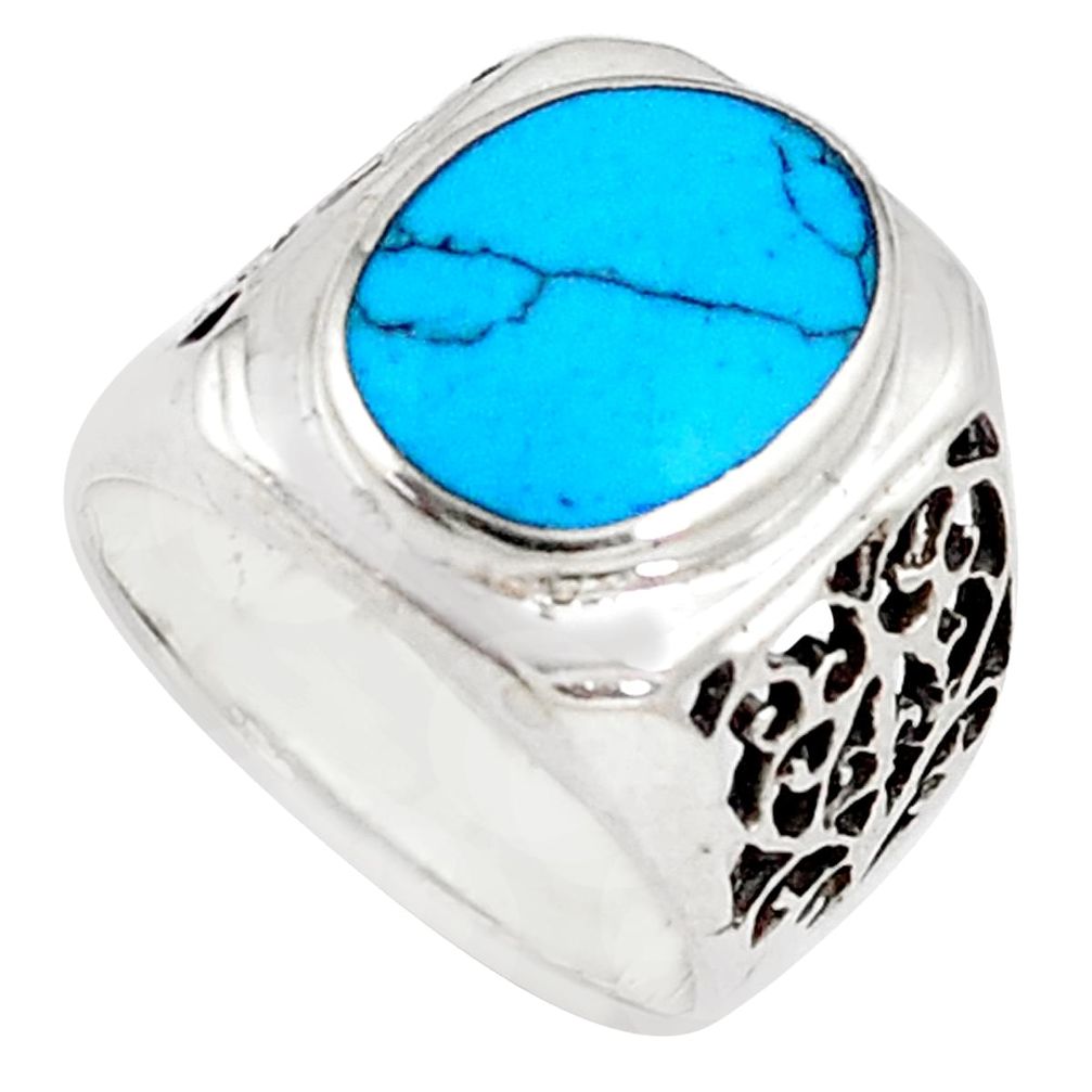 5.07cts fine blue turquoise 925 sterling silver ring jewelry size 7.5 c26171