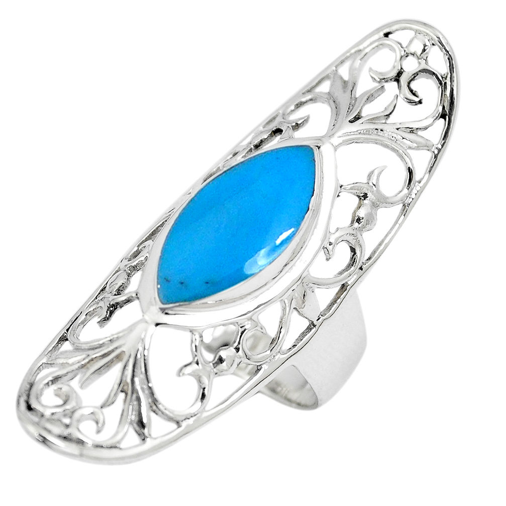3.24cts fine blue turquoise 925 sterling silver ring jewelry size 8 c12641