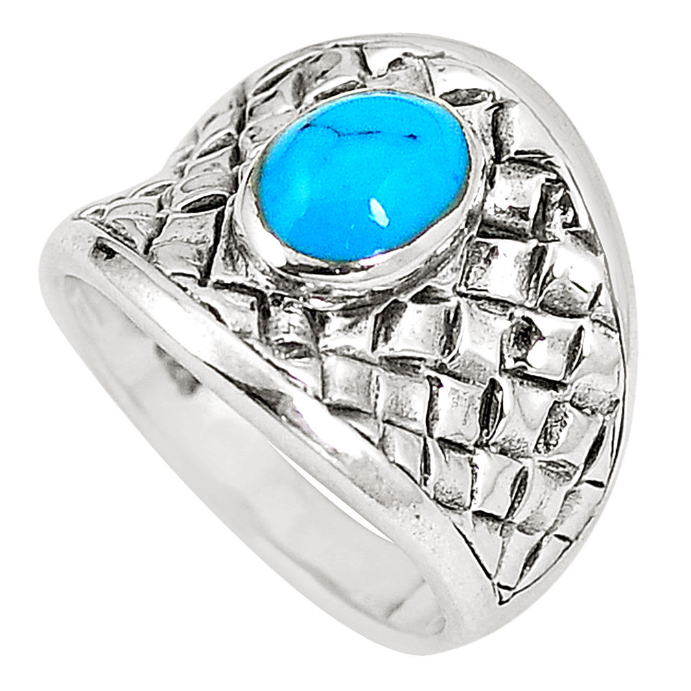 LAB 6.69gms fine blue turquoise enamel 925 sterling silver ring size 6.5 c12164