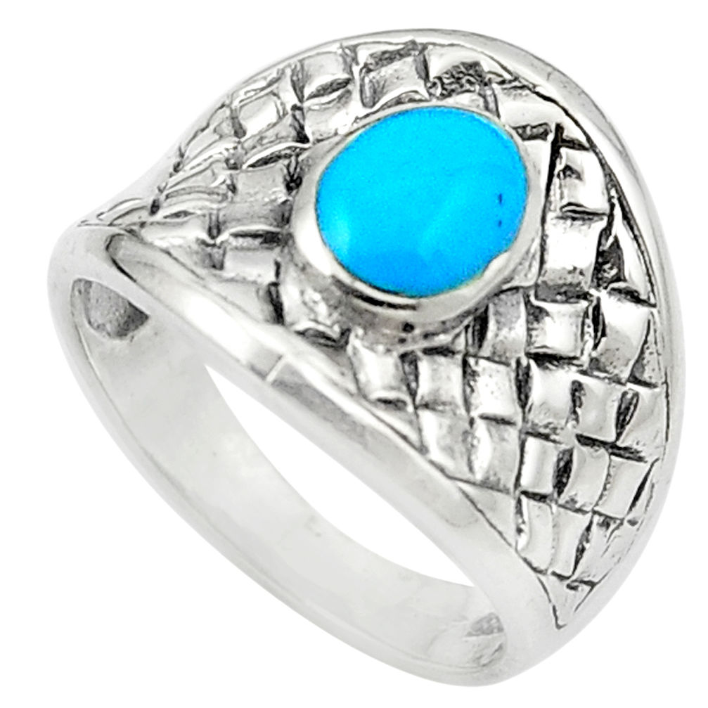 Fine blue turquoise enamel 925 sterling silver ring size 7.5 c12169