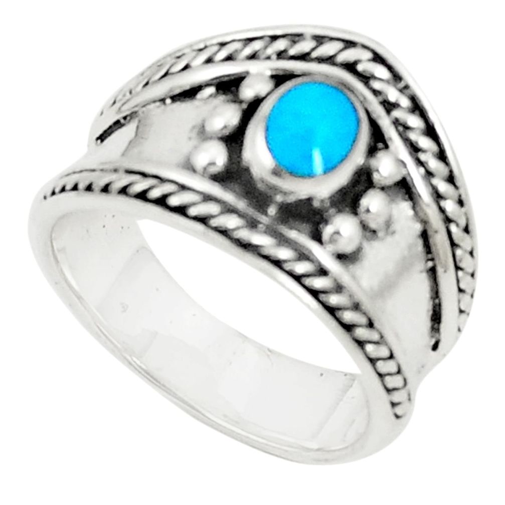 Fine blue turquoise enamel 925 sterling silver ring size 6.5 c12261