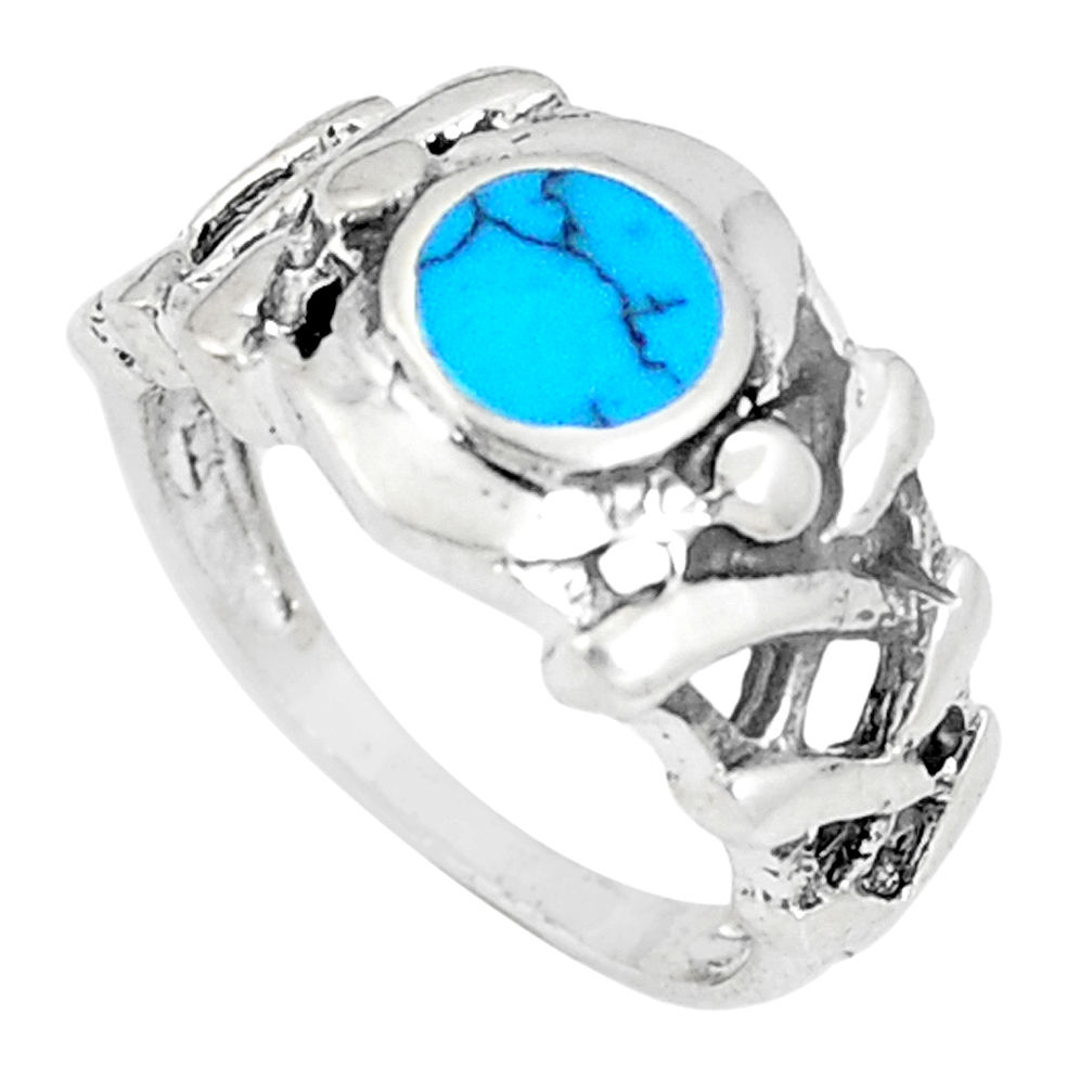 3.69gms fine blue turquoise enamel 925 sterling silver ring size 6.5 c12270