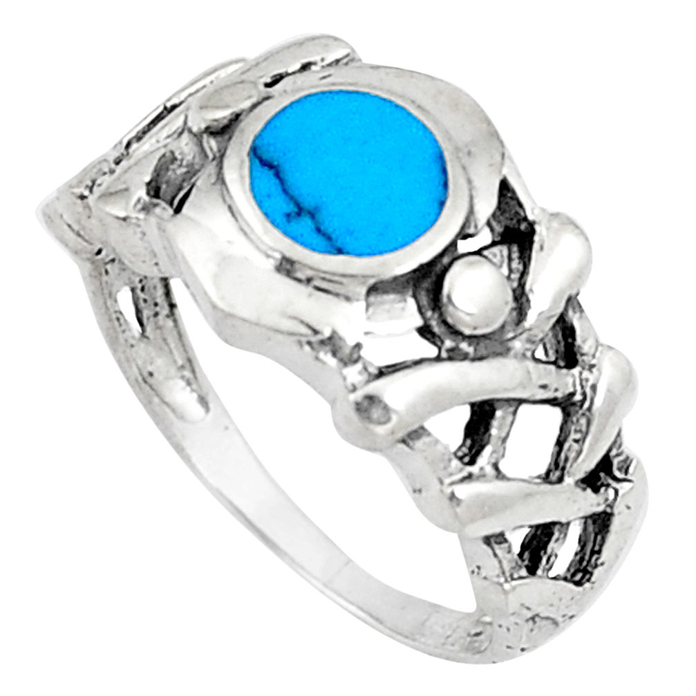 3.69gms fine blue turquoise enamel 925 sterling silver ring size 6.5 c26144