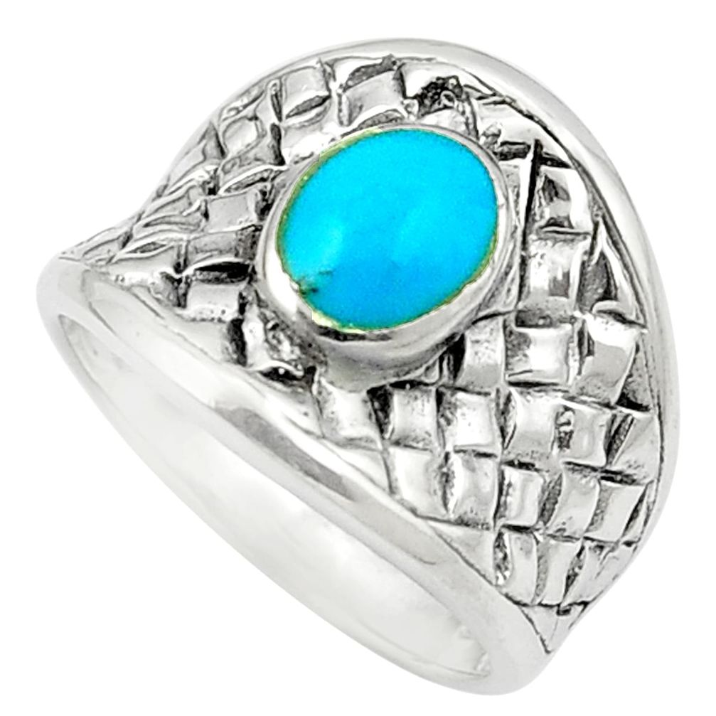 Fine blue turquoise enamel 925 sterling silver ring jewelry size 6.5 c12171