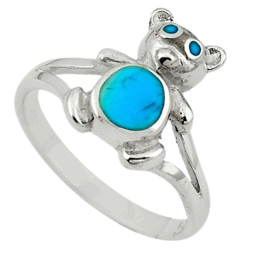 Fine blue turquoise enamel 925 sterling silver ring jewelry size 8 c12978