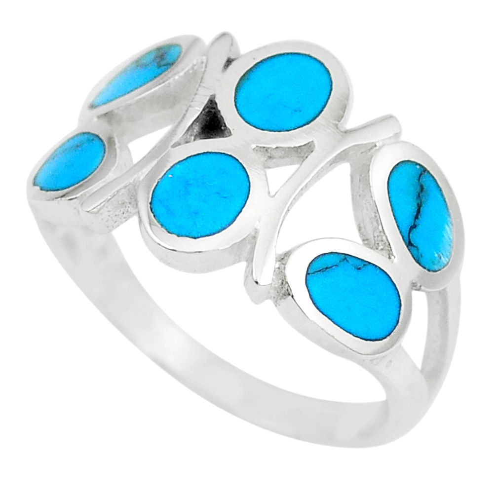4.02gms fine blue turquoise enamel 925 sterling silver ring size 7 a88799 c13003