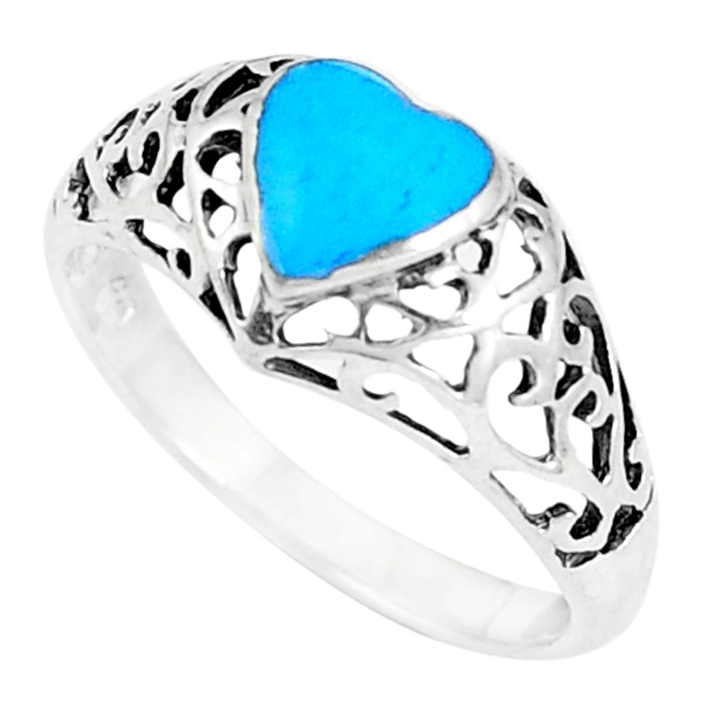 2.26gms fine blue turquoise enamel 925 sterling silver ring size 7 a93349 c13155