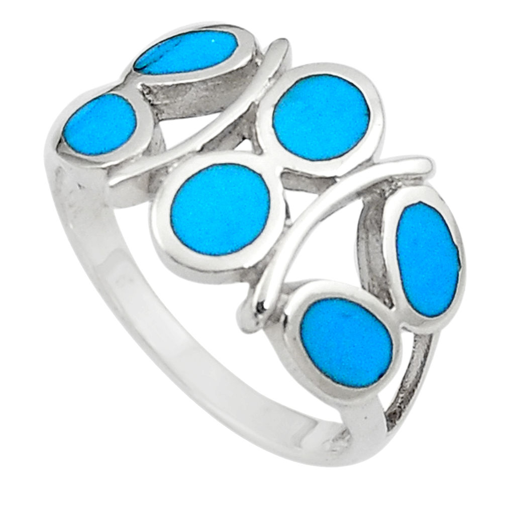 LAB 4.25gms fine blue turquoise enamel 925 sterling silver ring size 8 a91964 c13004