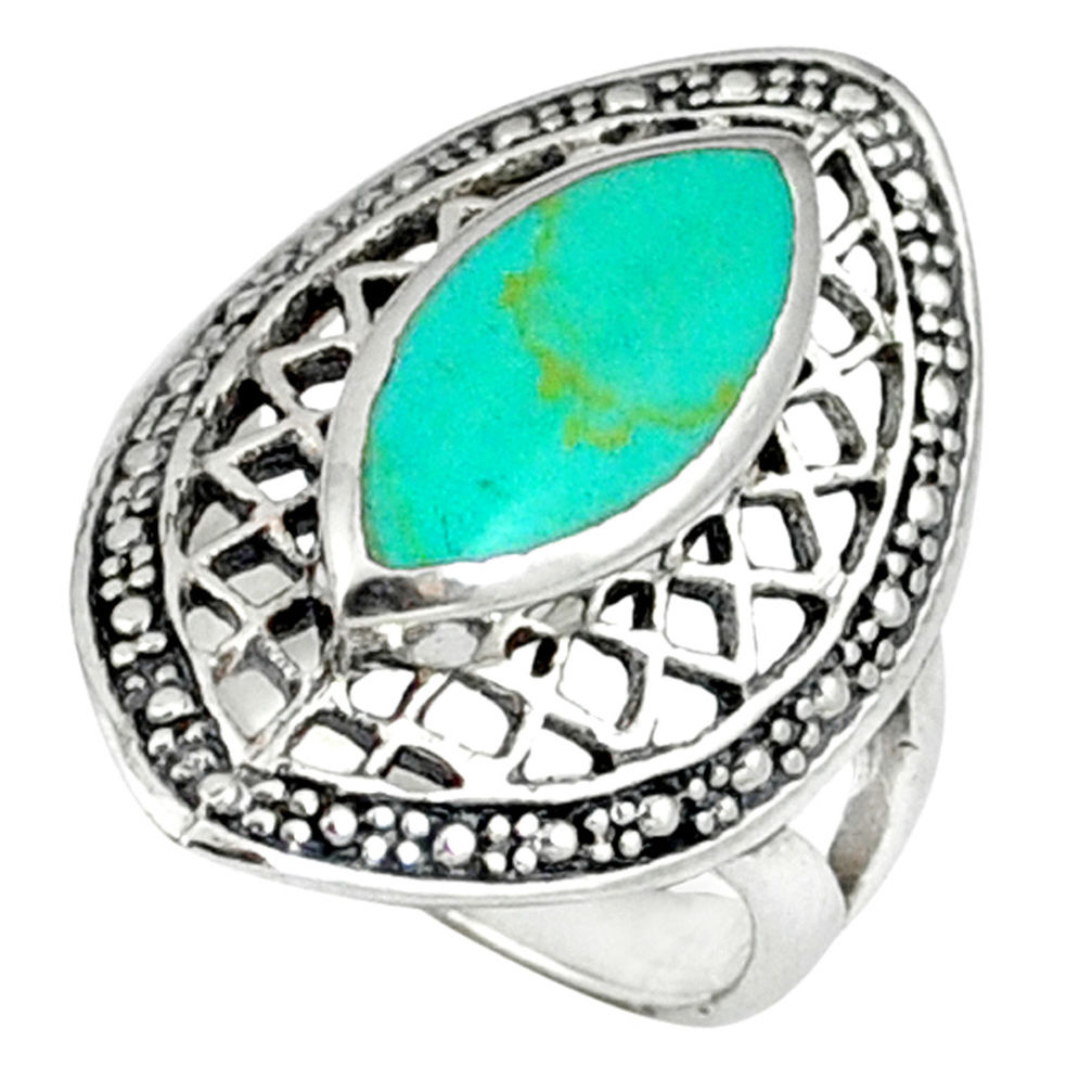 Fine green turquoise 925 sterling silver ring jewelry size 5.5 c12040