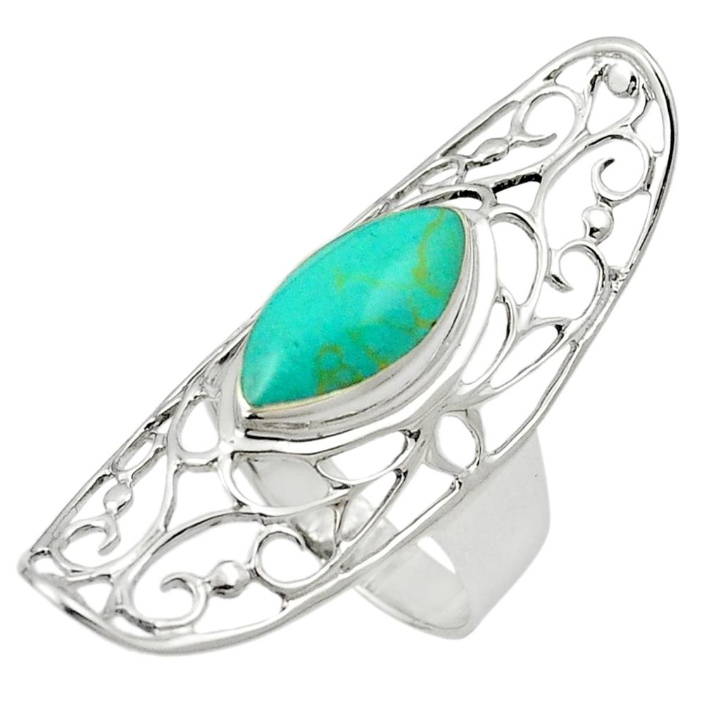 Fine green turquoise 925 sterling silver ring jewelry size 6.5 c12116