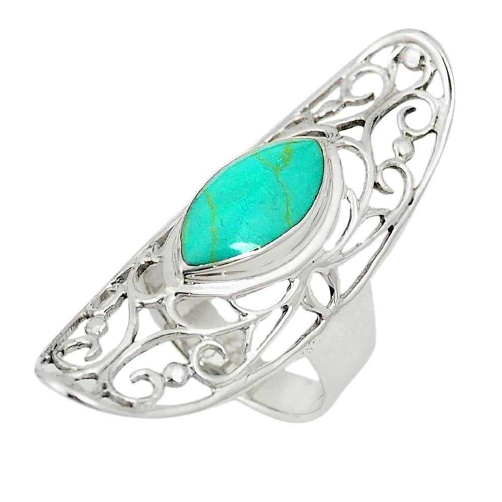 Fine green turquoise 925 sterling silver ring jewelry size 5.5 c12650